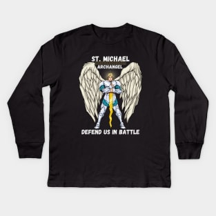 St. Michael - Defend Us In Battle 2 Kids Long Sleeve T-Shirt